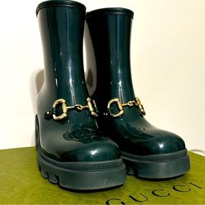 Gucci Rubber Rain Boots - Green Size 41. Comes with original box